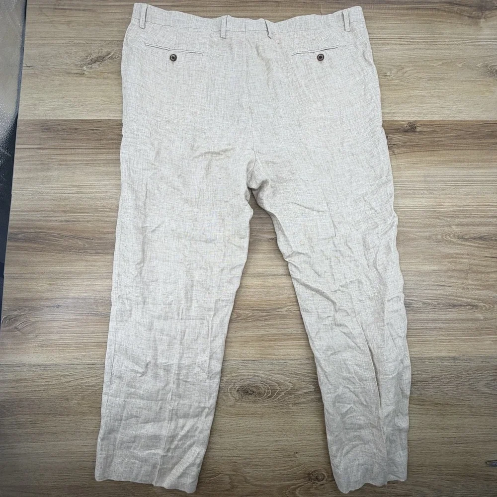 Murano Baird McNutt Linen Pants Mens 44x30 Light Tan 100% Linen Zac Fit